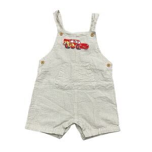 Disney Baby Overalls Boys 24 Months 24M Lightning McQueen Pixar Cars Seersucker
